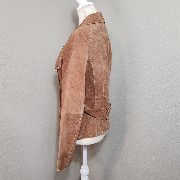 Rue 21 Large Brown Western 100% Leather Front Button Closure 4 Pocket Jacket - Picture 5 of 10